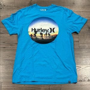 Hurley Teal T-Shirt with Sunset Design